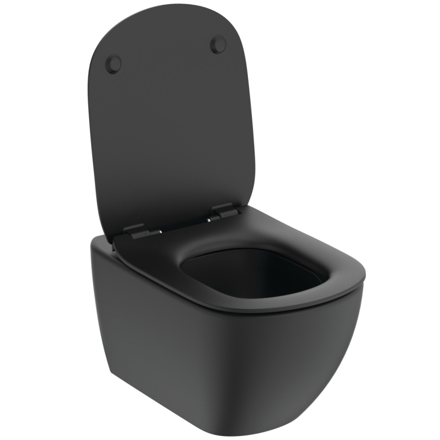 Ideal Standard T3546V3 - Væghængt toilet TESI med SoftClose-sæde, keramik/sort