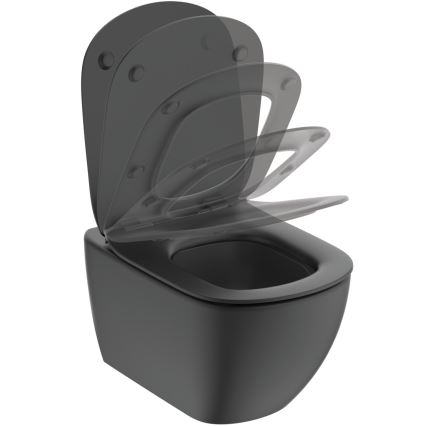 Ideal Standard T3546V3 - Væghængt toilet TESI med SoftClose-sæde, keramik/sort