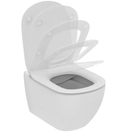 Ideal Standard T536001 - Væghængt kantløst toilet med SoftClose-sæde TESI keramik/hvid