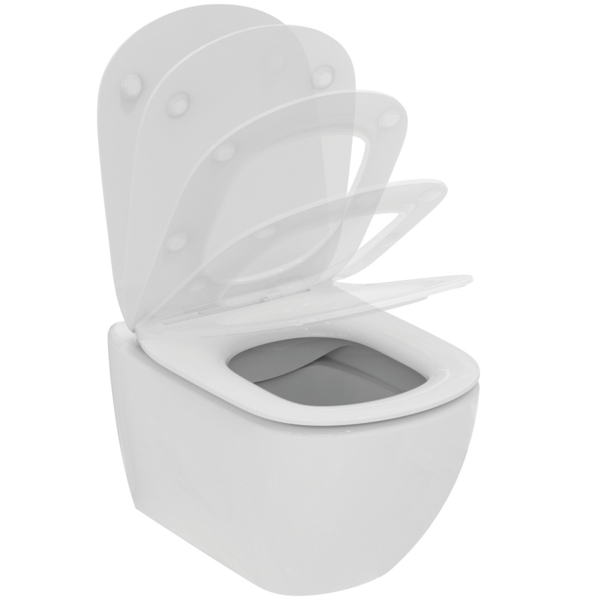 Ideal Standard T536001 - Væghængt kantløst toilet med SoftClose-sæde TESI keramik/hvid