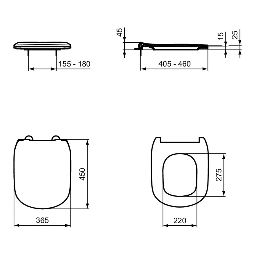 Ideal Standard T552201 - Toiletbræt SoftClose TESI hvid
