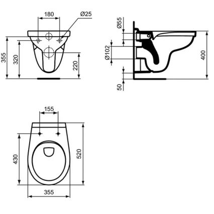Ideal Standard W331301 - Væghængt toilet Rimless SIMPLICITY keramik/hvid