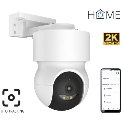 Smart udendørskamera med bevægelsessensor, 2K, 12V, IP65, Wi-Fi, Tuya, hvid