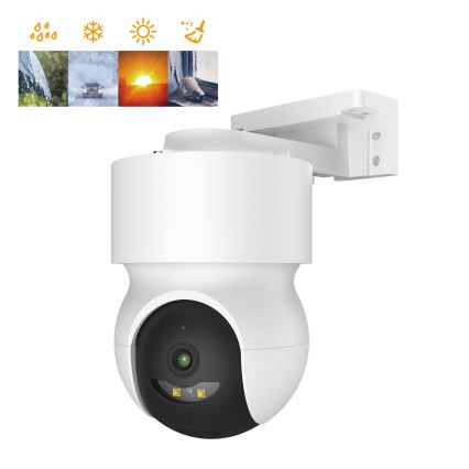 Smart udendørskamera med bevægelsessensor, 2K, 12V, IP65, Wi-Fi, Tuya, hvid