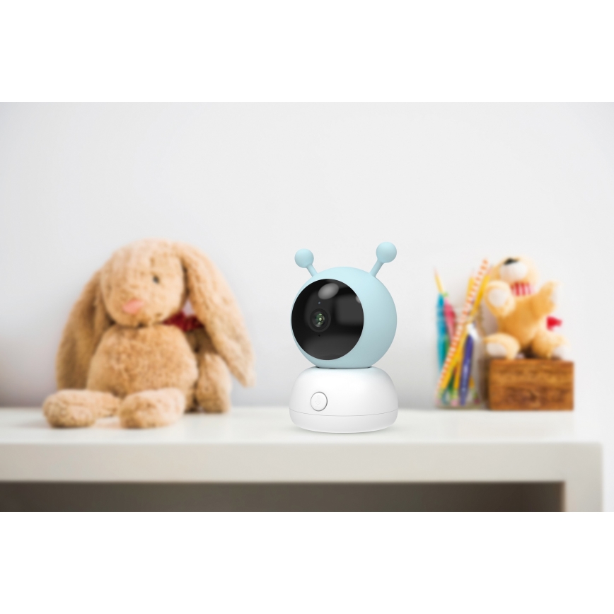 Smart babymonitor med bevægelsessensor, 2K-opløsning, 5V, Wi‑Fi, lyserød/blå
