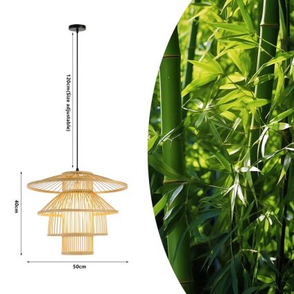 Pendel PINCHOS 1xE27/40W/230V diameter 50 cm bambus