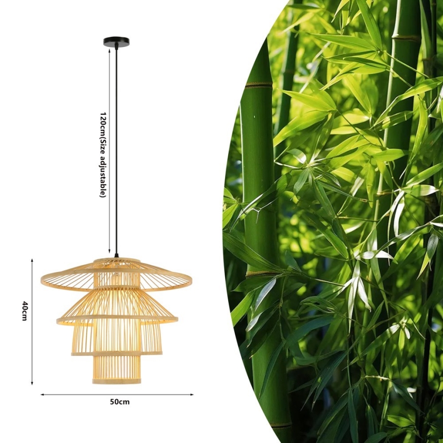 Pendel PINCHOS 1xE27/40W/230V diameter 50 cm bambus
