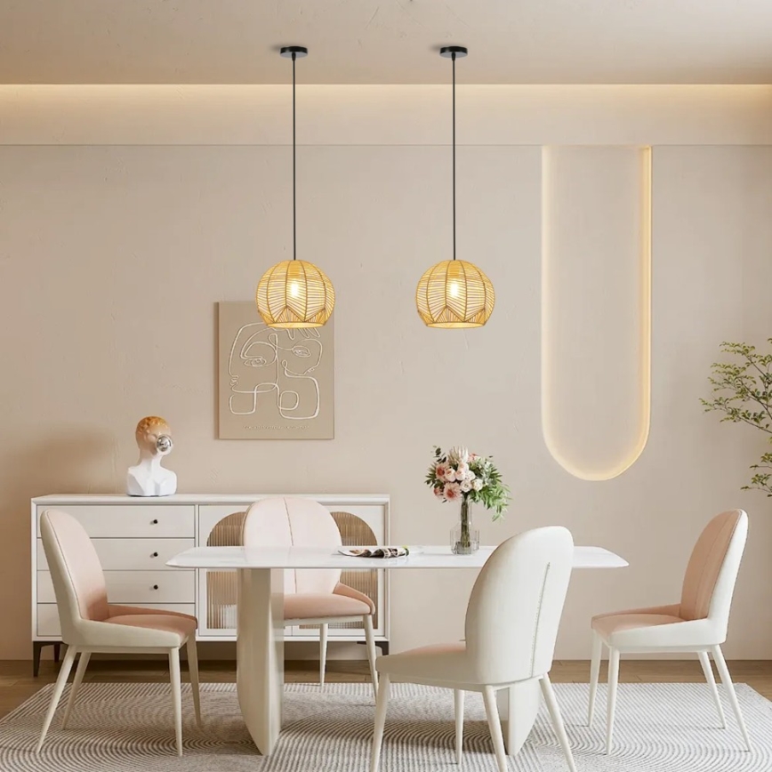 Pendel PELO 1xE27/40W/230V diameter 30 cm Rattan
