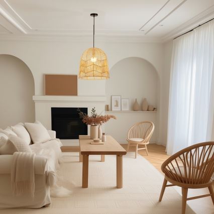 Pendel PELO 1xE27/40W/230V diameter 50 cm Rattan