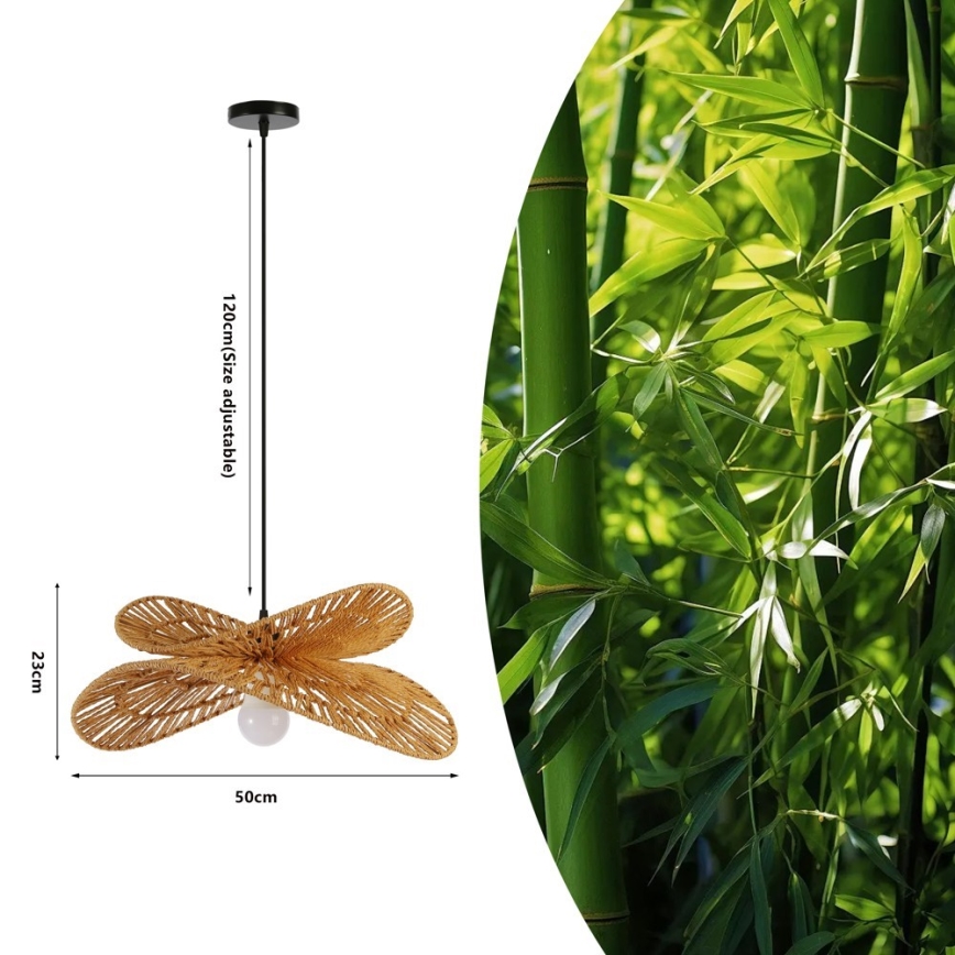 Pendel MARIPOSA 1xE27/40W/230V diameter 50 cm jute