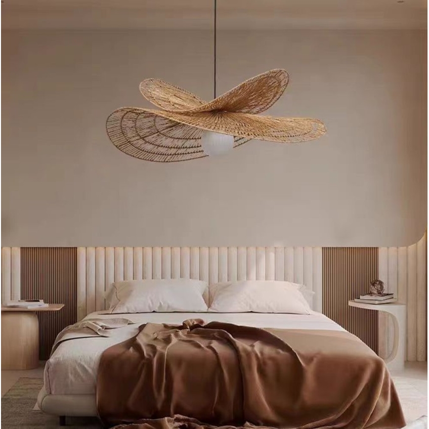 Pendel MARIPOSA 1xE27/40W/230V diameter 80 cm jute