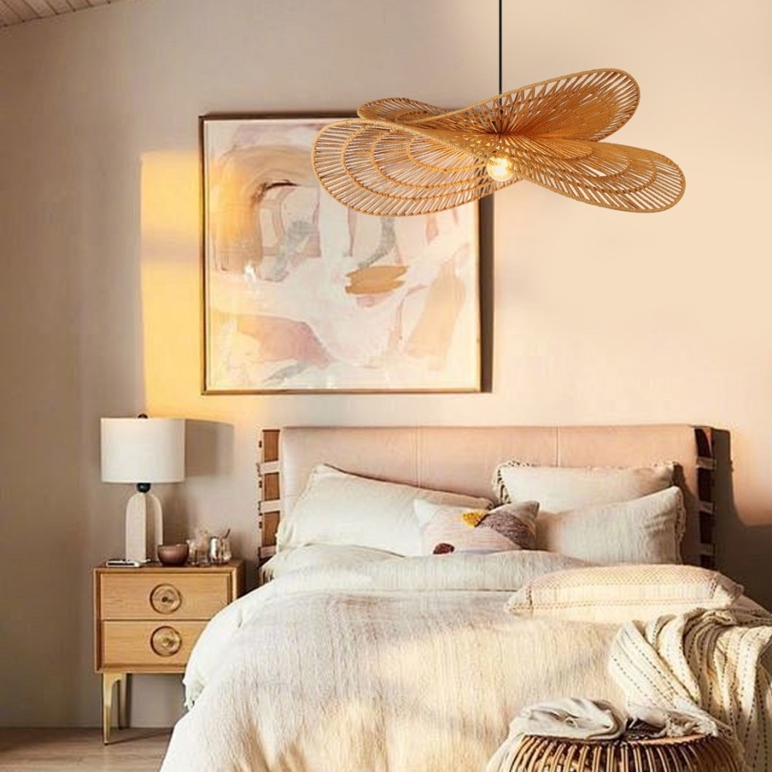 Pendel MARIPOSA 1xE27/40W/230V diameter 80 cm jute