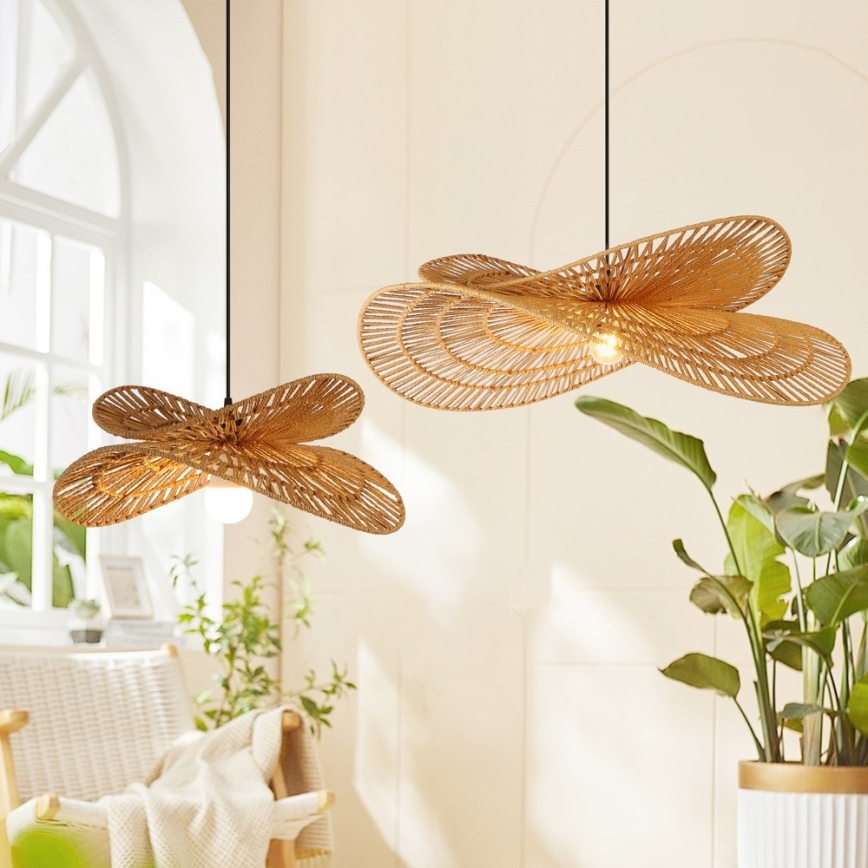 Pendel MARIPOSA 1xE27/40W/230V diameter 80 cm jute