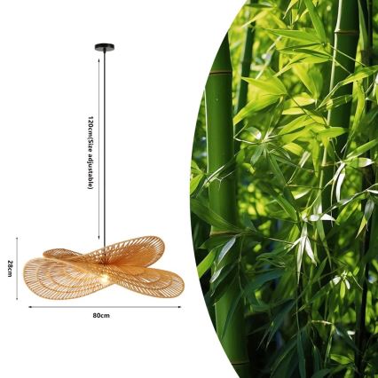 Pendel MARIPOSA 1xE27/40W/230V diameter 80 cm jute