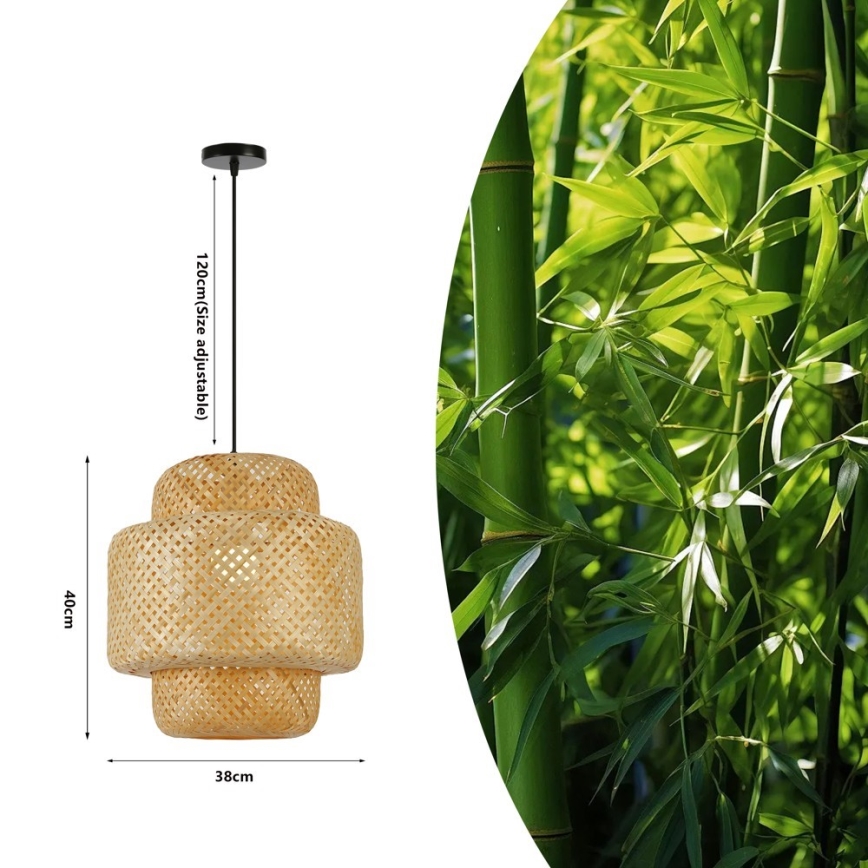 Pendel HILO 1xE27/40W/230V diameter 38 cm bambus