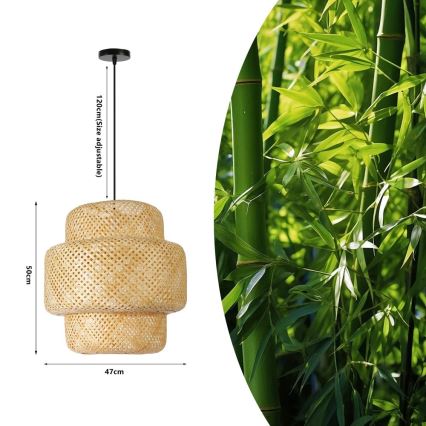Pendel HILO 1xE27/40W/230V diameter 47 cm bambus