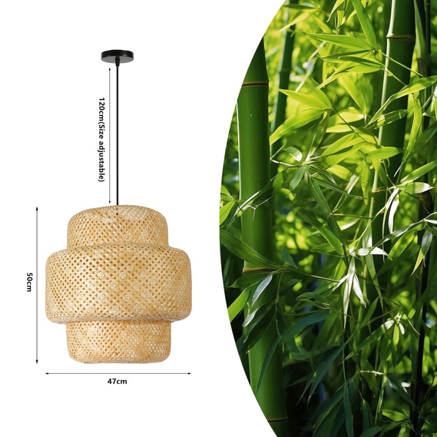 Pendel HILO 1xE27/40W/230V diameter 47 cm bambus