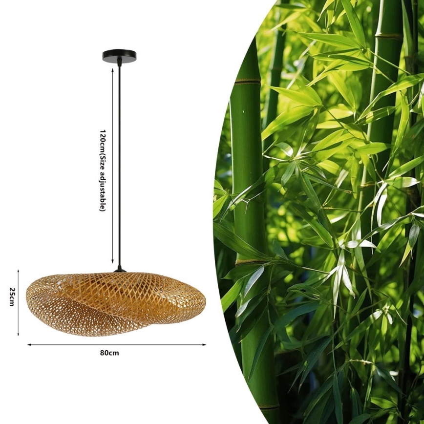 Pendel HILO 1xE27/40W/230V diameter 80 cm bambus