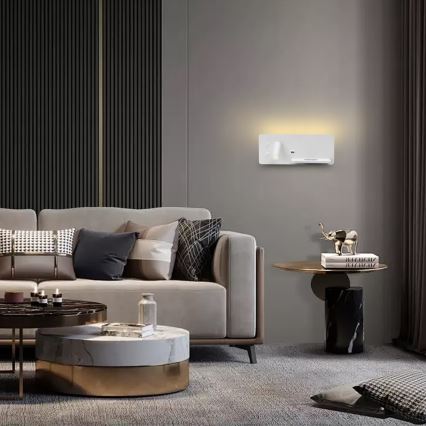 Immax 08285L - LED vægspot m. hylde + USB-port og trådløs opladning Be PREPARE LED/3W/230V hvid