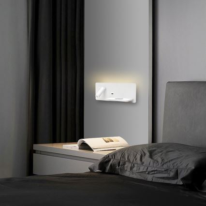 Immax 08285L - LED vægspot m. hylde + USB-port og trådløs opladning Be PREPARE LED/3W/230V hvid