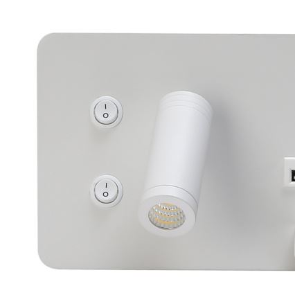 Immax 08285L - LED vægspot m. hylde + USB-port og trådløs opladning Be PREPARE LED/3W/230V hvid