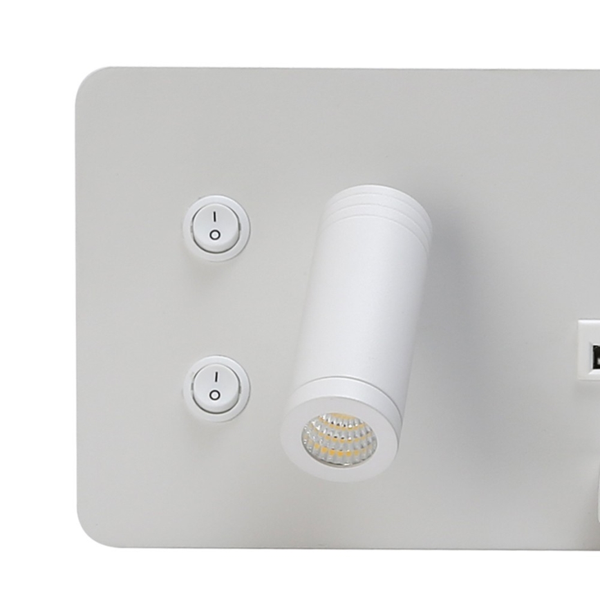 Immax 08285L - LED vægspot m. hylde + USB-port og trådløs opladning Be PREPARE LED/3W/230V hvid