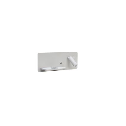 Immax 08286L - LED vægspot m. hylde + USB-port og trådløs opladning Be PREPARE LED/3W/230V + LED/3W hvid
