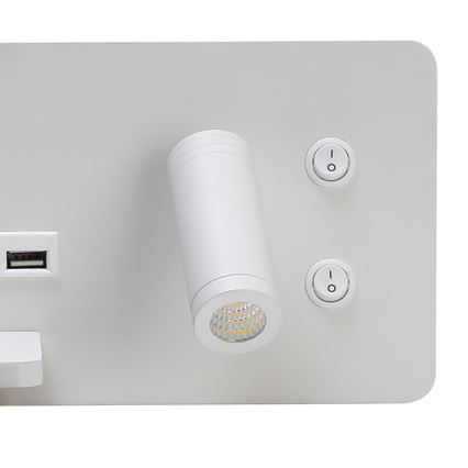Immax 08286L - LED vægspot m. hylde + USB-port og trådløs opladning Be PREPARE LED/3W/230V + LED/3W hvid