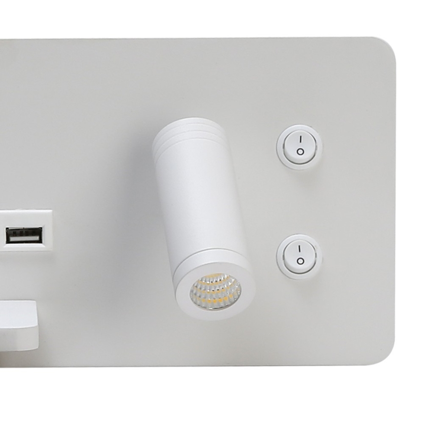 Immax 08286L - LED vægspot m. hylde + USB-port og trådløs opladning Be PREPARE LED/3W/230V + LED/3W hvid