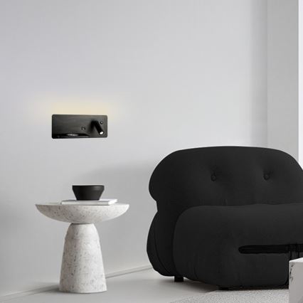 Immax 08288L - LED vægspot m. hylde + USB-port og trådløs opladning Be PREPARE LED/3W/230V + LED/3W sort