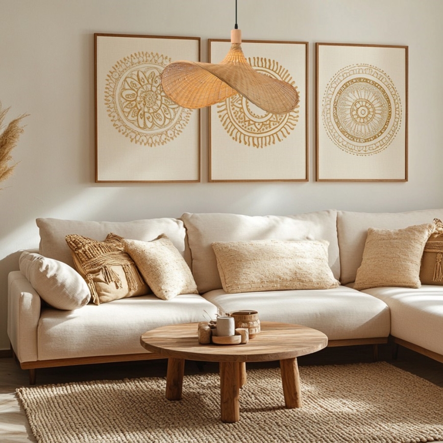 Immax 08289L - Pendel SOMBRERO 1xE27/40W/230V diameter 70 cm Rattan
