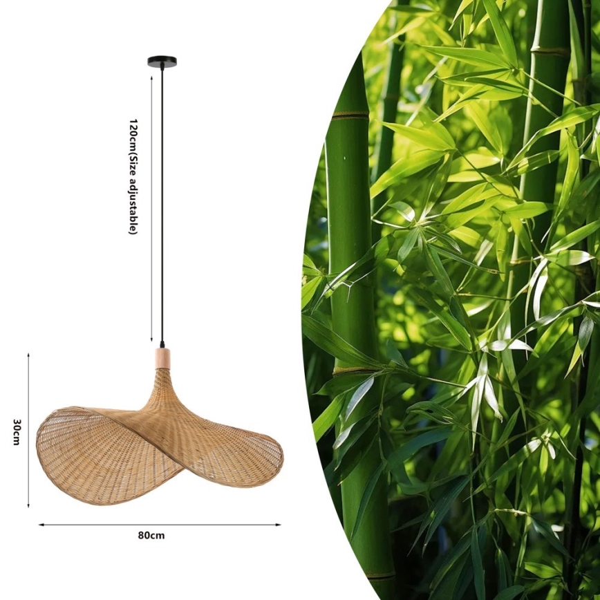 Immax 08290L - Pendel SOMBRERO 1xE27/40W/230V diameter 80 cm Rattan