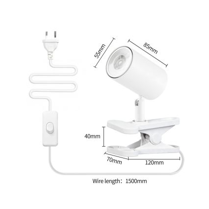 Lampe med klemme PUNTO 1xGU10/9W/230V hvid