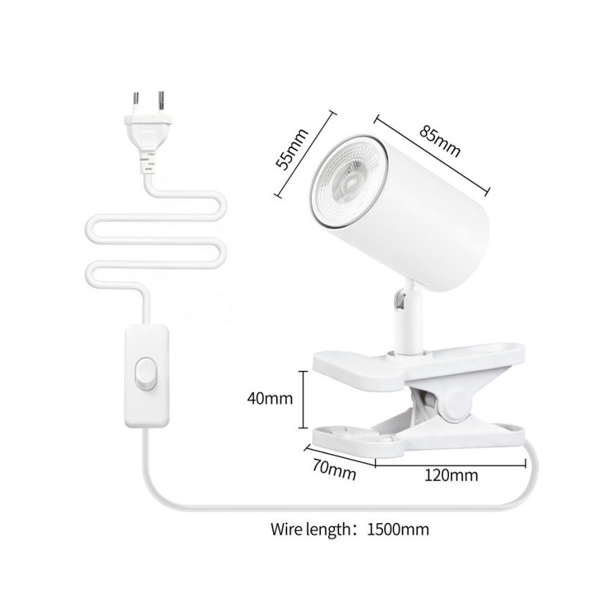 Lampe med klemme PUNTO 1xGU10/9W/230V hvid
