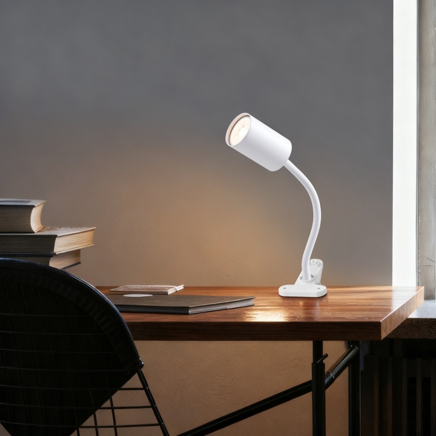 Fleksibel klemme-lampe PUNTO 1xGU10/9W/230V hvid