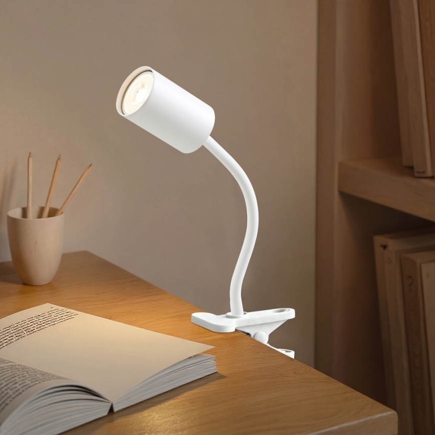 Fleksibel klemme-lampe PUNTO 1xGU10/9W/230V hvid