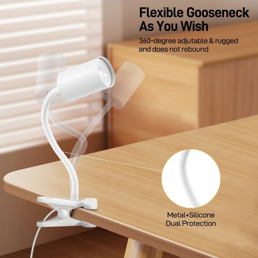 Fleksibel klemme-lampe PUNTO 1xGU10/9W/230V hvid