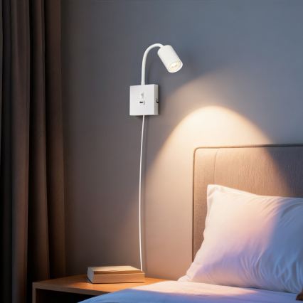 Væglampe med USB PUNTO 1xGU10/9W/230V hvid