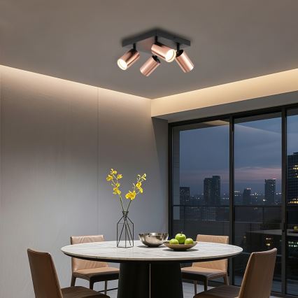 PUNTO loftspot 4xGU10/9W/230V rosaguldfarvet