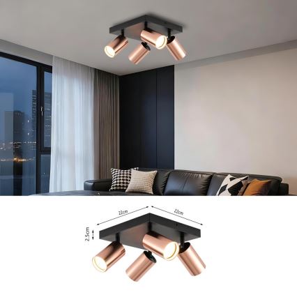 PUNTO loftspot 4xGU10/9W/230V rosaguldfarvet