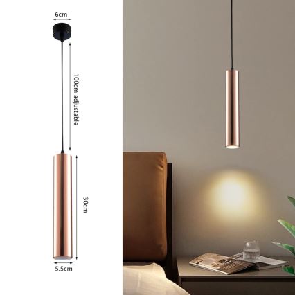 Pendel med wireophæng PUNTO 1xGU10/9W/230V rosaguld