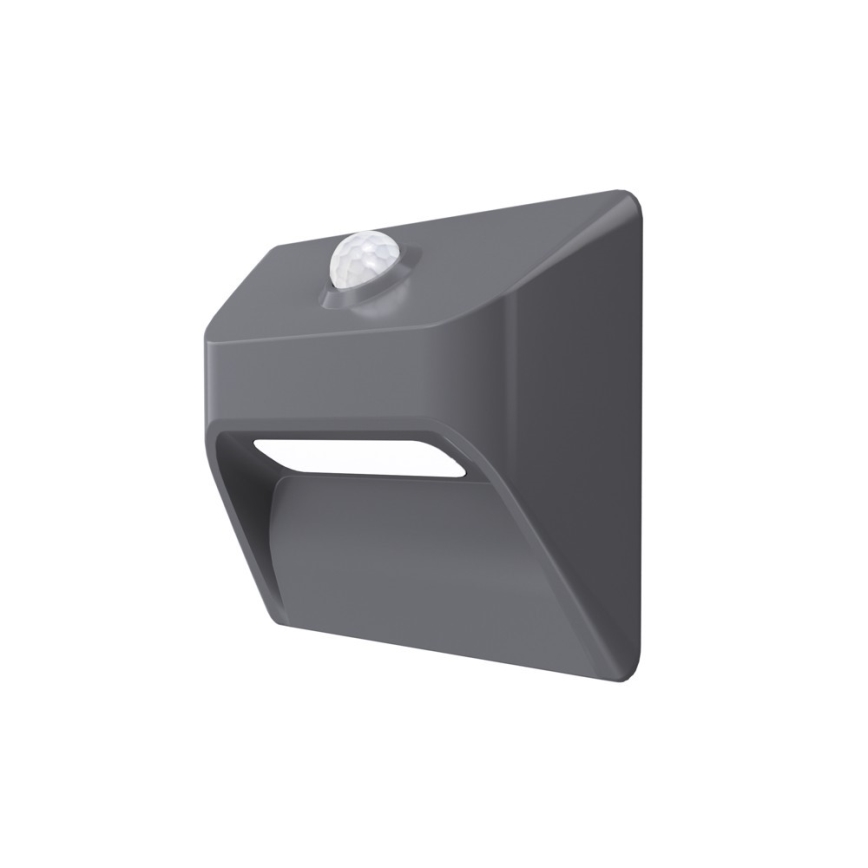 Immax 08309L - LED genopladelig trappelampe med bevægelses- og skumringssensor STEP LIGHT LED/0,3W/3,7V 2200 mAh IP53 grå