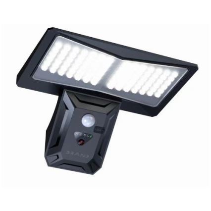 Soldrevet LED væglampe med sensor LED/2,6W/5,5V IP65 1800 mAh sort