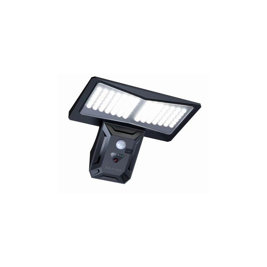 Soldrevet LED væglampe med sensor LED/2,6W/5,5V IP65 1800 mAh sort