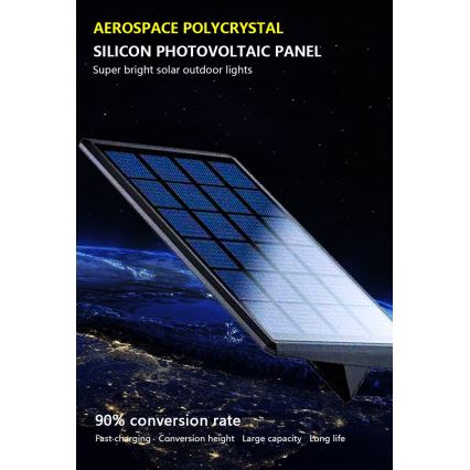 Soldrevet LED væglampe med sensor LED/2,6W/5,5V IP65 1800 mAh sort