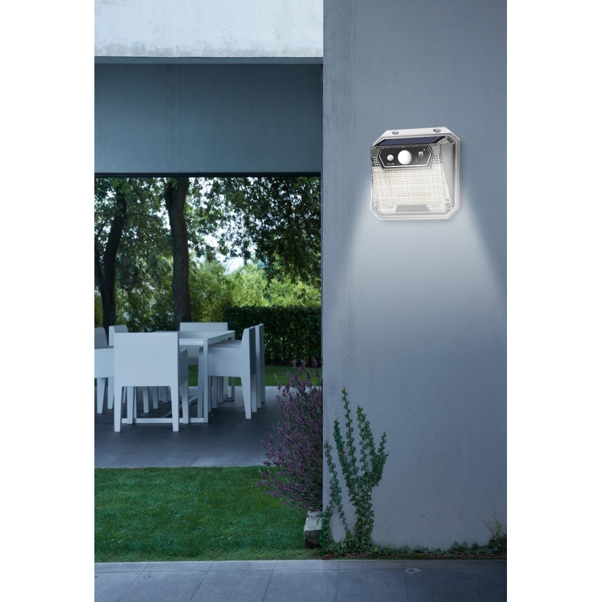 Soldrevet LED væglampe med sensor LED/3W/5,5V IP65 1200 mAh