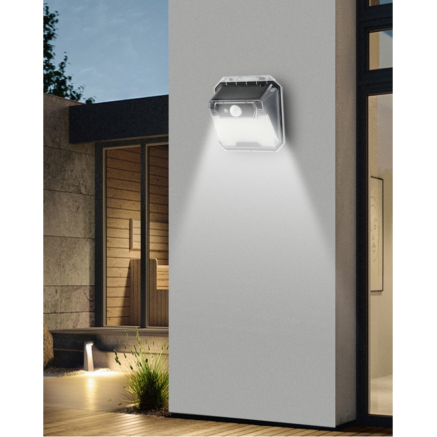 Soldrevet LED væglampe med sensor LED/3W/5,5V IP65 1200 mAh