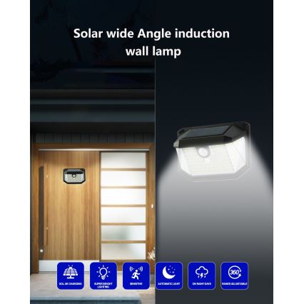 Soldrevet LED væglampe med sensor LED/4W/5,5V IP65