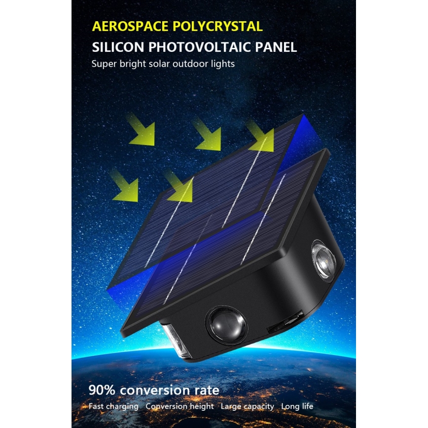 LED solcelle væglampe med sensor LED/2W/5V IP54 1300 mAh