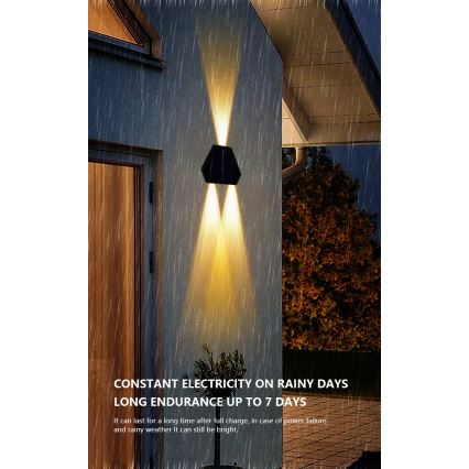Soldrevet LED væglampe med sensor LED/2W/5V IP54 1300 mAh